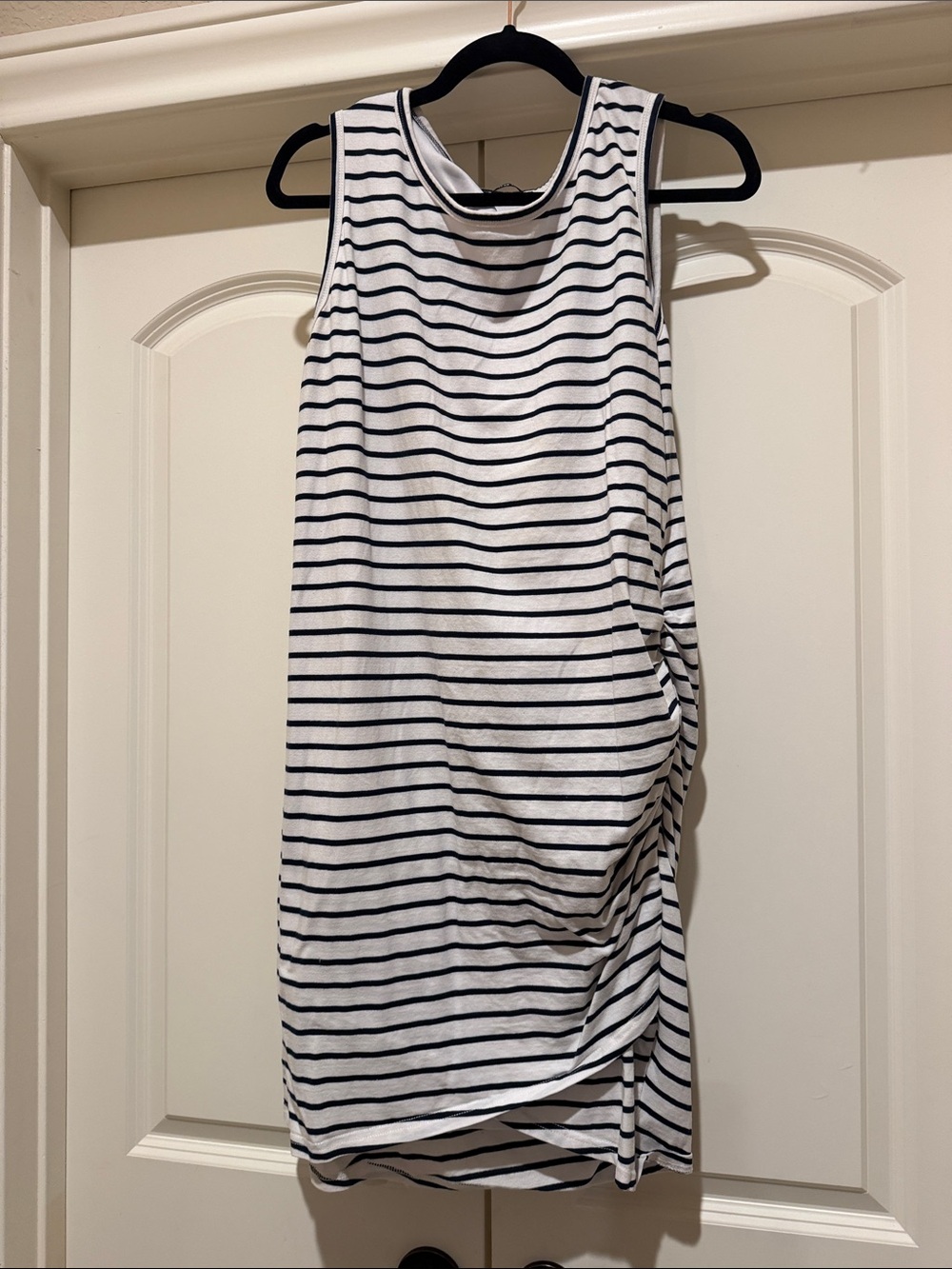 Striped Sleeveless Mini Dress - White/Black